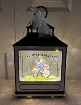 11” Lighted Water Lantern Easter Bunny On Bicycle “Flower Market” New Wi... - $73.74