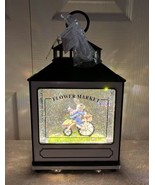 11” Lighted Water Lantern Easter Bunny On Bicycle “Flower Market” New Wi... - £55.14 GBP