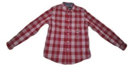 Mens Sport Shirt Ecko Red Gray White Plaid Button Front Long Sleeve $40-size S - £14.04 GBP