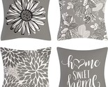 Rysmiyou Grey Linen Decorative Throw Pillow Covers 18X18 Pillow Cover Se... - £35.38 GBP