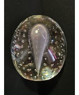 Vintage John Gentile Bullicante Clear Art Glass Paperweight Controlled B... - $29.67