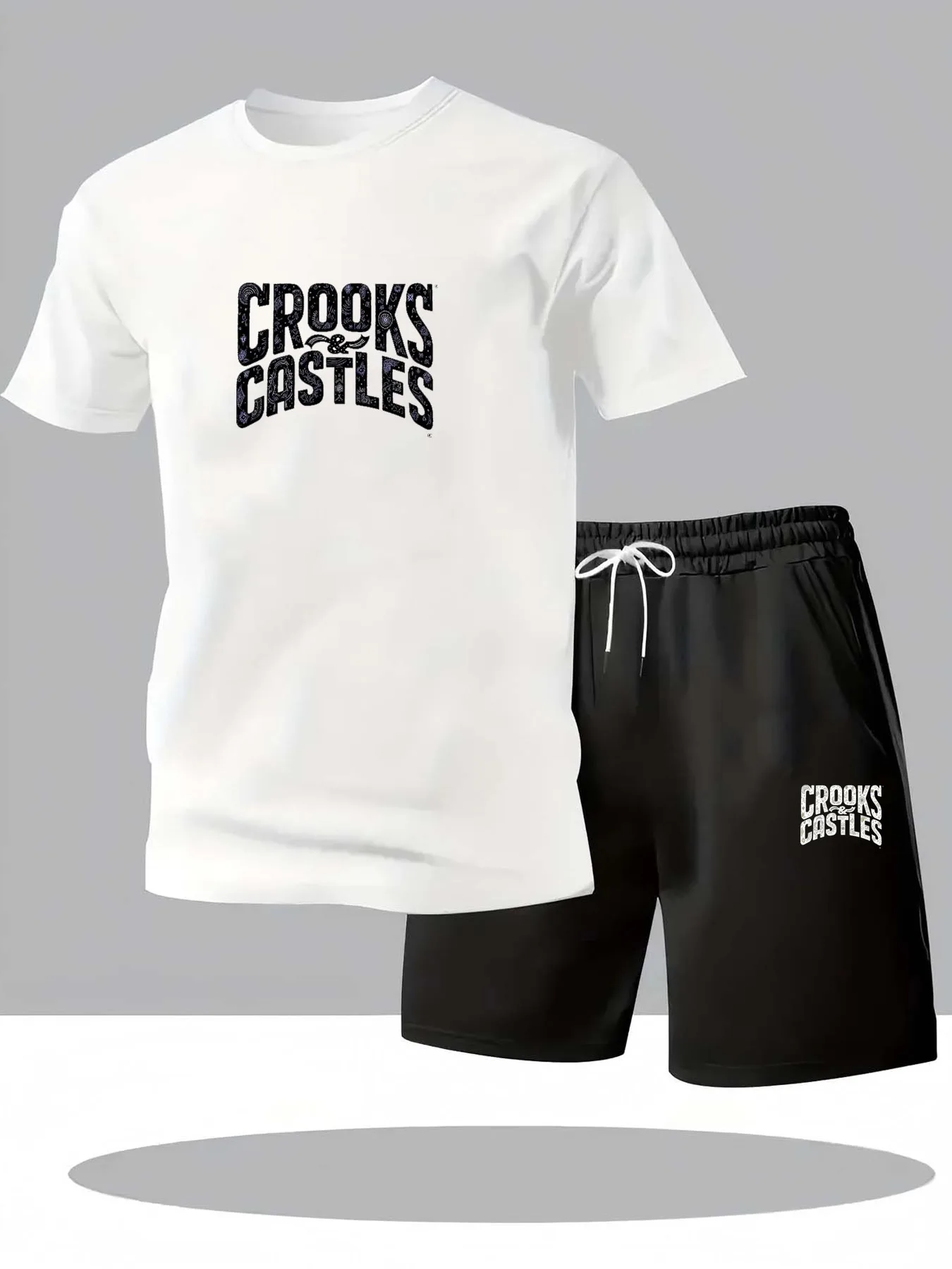 Tracksuits Two-Piece Daily Casual Mens Solid Color Outfits Summer Set 2PCS - $35.00