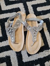 Kelsi Silver Flat Sandals  With Stones Size 3uk - £20.78 GBP