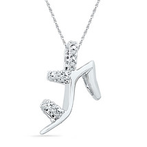 10k White Gold Womens Round Diamond Stiletto Shoe Pendant 1/20 Cttw - £125.69 GBP