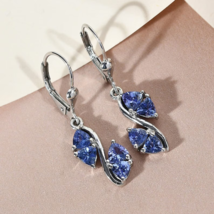 Trillion Cut Blue Tanzanite Gemstone earring in 925 Sterling silver Earrings - £114.38 GBP