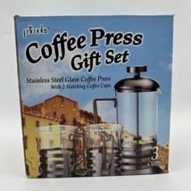 Primula Coffee Press Gift Set 3 Cup Stainless Steel Press With 2 Matchin... - $14.00