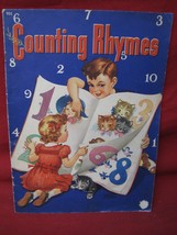 Vintage Counting Rhymes Children&#39;s Book Cloth Book 1942 - $24.74