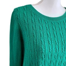 Talbots size 1X Women&#39;s Petite Plus Green Long Sleeve Cable Knit Winter Sweater - £7.71 GBP