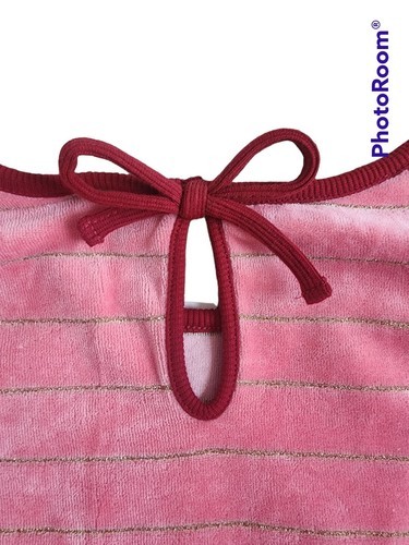 Hanna Anderson Pink stripe velour bow pullover sweater Size 160 Or 12 Years New Item image 5