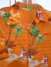Island Fashions Vintage Mens Sailboat shirt Size L Polyester Made in Hawaii - £15.46 GBP