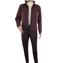 Men's Monte Carlo Turkey Jogging Suit 2pc Jump Set Stretchable 95164 Burgundy image 4