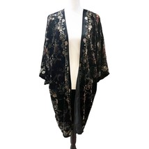 Chico’s NWT Printed Velvet Kimono Knee Length Black Size LP/XLP - £59.27 GBP