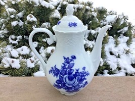 German Porcelain Coffee Pot Echt Cobalt Floral Fine Porcelain - £41.11 GBP