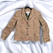 Liz Claiborne Blazer Women Petite Medium Multicolor Woven Lined 3 Button... - £12.01 GBP