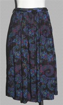 VTG Renee Adams Dark Tones Paisley Jacobean Braided Rope Belt Rayon Skir... - $22.99