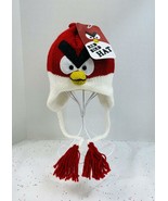 Red Angry Cardinal Knit Bird Wool Animal Hat w/ Ear Flaps &amp; Fleece Insid... - $12.36