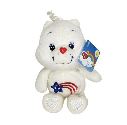 8" CARE BEARS AMERICA CARES BEAR RED WHITE BLUE STAR STUFFED ANIMAL PLUSH 2002 - £31.39 GBP