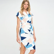 Sleek Geo Print Waist Tie Dress - £46.51 GBP