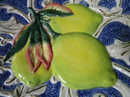 Fitz & Floyd Ceramic Majolica Round Plate Lemons 9" 10X 8" [*] - $74.25