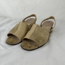 Salvatore Ferragamo Vintage Tan Suede &amp; Leather Slingback Wedges Size 7 B Italy - £78.34 GBP