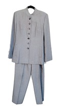 Donna Toran 2 Pcs Suit Long Jacket/ Blazer &amp; Pants Sz 10 Gray Vtg - £29.06 GBP