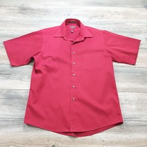 Arrow Mens Short Sleeve Large Shirt Size 16 34/35 Maroon Dark Red Wrinkle Free - £11.36 GBP