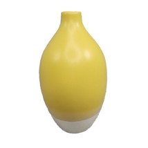 Pottery Vase Lemon Yellow Narrow Neck Bottle Vase 9” Boho Minimalist Casual Chic - £11.68 GBP