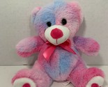 Inter-American small plush pink blue purple tie-dye teddy bear heart fee... - £12.18 GBP