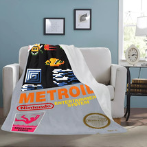 Metroid Micro Fleece Blanket Vintage Style Retro NES Box Nintendo 50&quot; x 60&quot; - £39.45 GBP