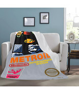Metroid Micro Fleece Blanket Vintage Style Retro NES Box Nintendo 50&quot; x 60&quot; - £38.90 GBP