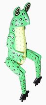 Shelf Sitter Green Tree Frog Statue Hand Painted Carved Wood Meditating ... - $19.74