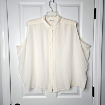 Bel Air Sleeveless Ivory 100% Silk Blouse XL T1 Pintuck Button Front Ove... - £14.49 GBP