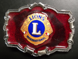 Lions International Belt Buckle Metal Enamel Great American Buckle Co Chicago - $19.99