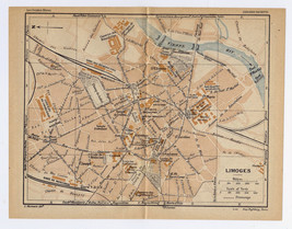 1926 Original Vintage City Map Of Limoges / Limousin / France - £16.99 GBP