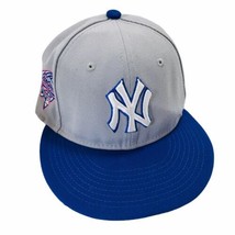 NY Yankees Hat Fitted 6 7/8  59Fifty New Era 2000 World Series Gray Royal Blue - £35.38 GBP