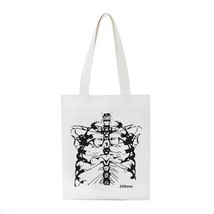  Print Canvas Bag Skeleton  Shopper Bags Harajuku Casual Women  Bag Vintage Stre - £117.78 GBP