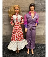 Mattel 1976 Donnie Osmond &amp; Barbie Dolls w/ No Shoes - Vintage! - $29.02