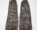 Dark Brown/Black Leather Gloves Stitch Accents Size S/M 13&quot; Length Ex Co... - $24.06