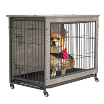 23.6&quot;L X 20&quot;W X 26&quot;H Dog Crate Furniture with Cushion, Wooden Dog Crate Table, D - £120.26 GBP