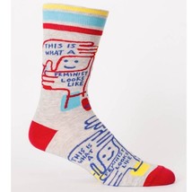 This Is What A Feminist Looks Like Mens Crew Socks Blue Q Size 7-12 - $14.01