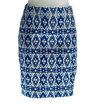 J. Crew The Pencil Skirt Cotton Stretch Blue/White Pencil Women&#39;s Size 0 - £11.46 GBP