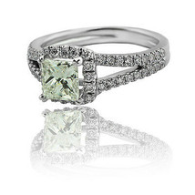 1.45CT Women Vintage VS Halo Princess Cut Diamond Engagement Ring 18K White Gold - £6,289.45 GBP