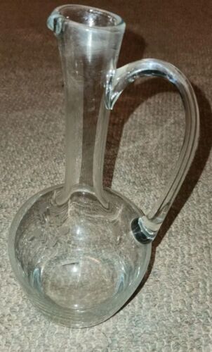 VTG Toscany Hand Blown Glass Water Pitcher Etched Clear Made In Romania - $34.99