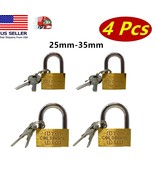 4 Pcs Small Metal Padlock 25mm-35mm Mini Brass Lock With Different Keys - £7.78 GBP