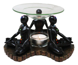 Chakra Zones Black Yoga Avatars Meditating On Lotus Candle Heat Oil Burner Decor - £26.37 GBP