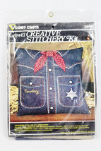 Vogart Crafts Pillow Denim Shirt Cowboy Western Crewel Creative Stitcher... - £12.40 GBP