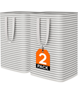 2 Pack Laundry Hamper Large Collapsible Laundry Baskets, Freestanding Wa... - £16.19 GBP