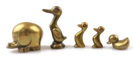 Vintage brass animal lot elephant ducks duckling brass home decor - £23.89 GBP