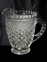 Vintage ANCHOR HOCKING Cut Glass WEXFORD Diamond Pattern Clear Pint Pitc... - $12.29