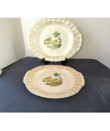 American Limoges set of 2 Platters 12&quot; oval Chateau France white 22K gol... - £25.40 GBP